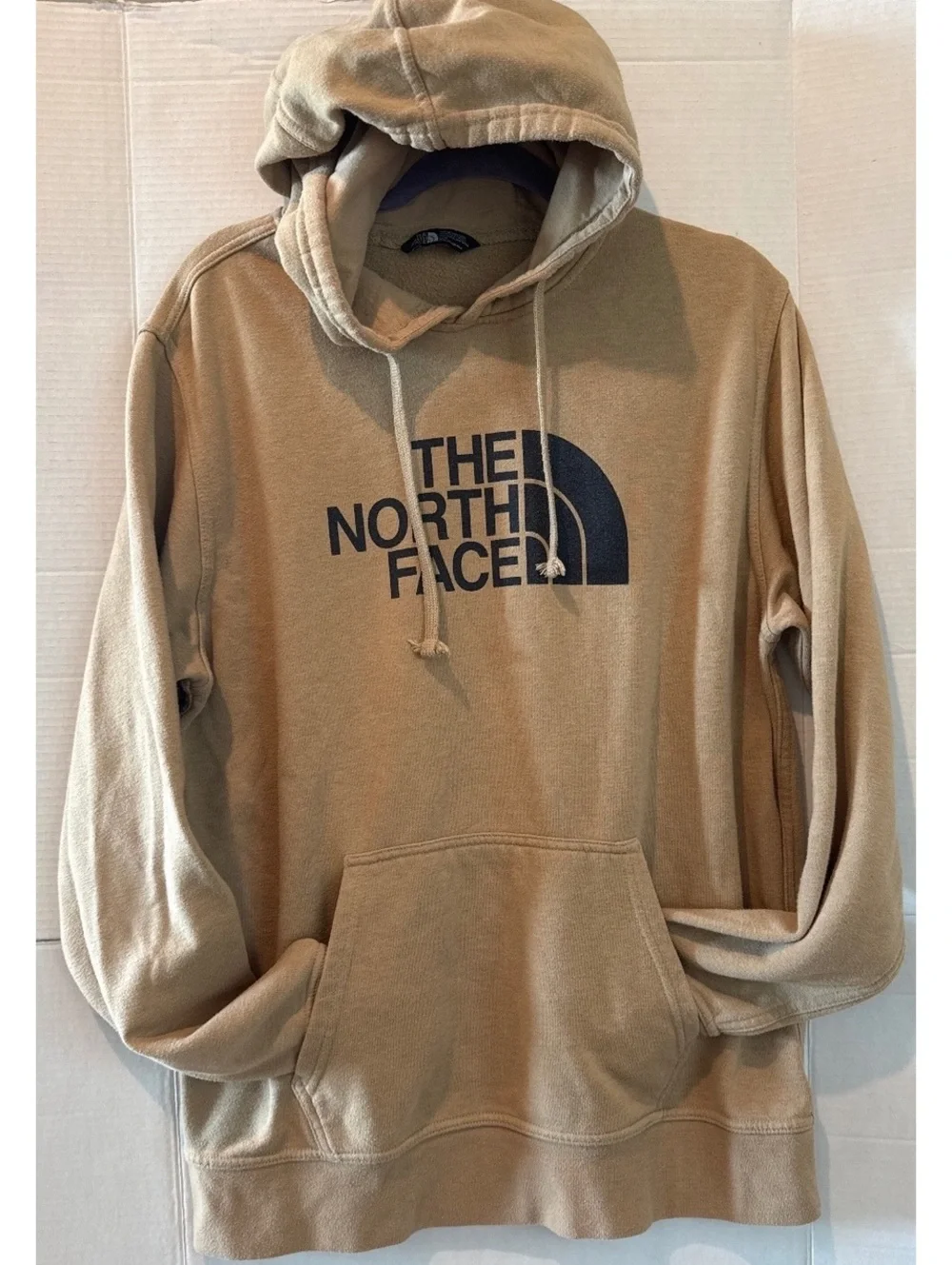 The North Face Men's Hoodie Tan Large Cotton Blend Pullover Sweatshirt